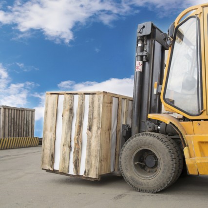 Forklift Truck Transporting Cargo